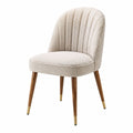 Chaise de salle à manger 52 x 60 x 86 cm en tissu bouclé écru avec pieds en bois style contemporain