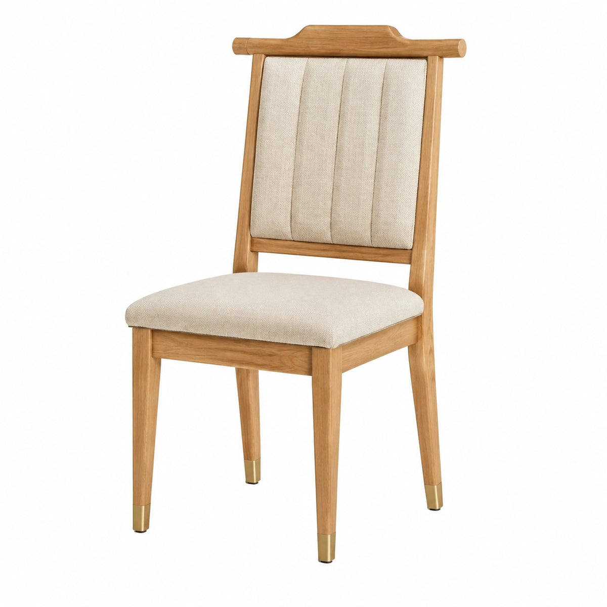 Chaise de salle à manger 50 x 58 x 92 cm en bois et tissu beige style contemporain