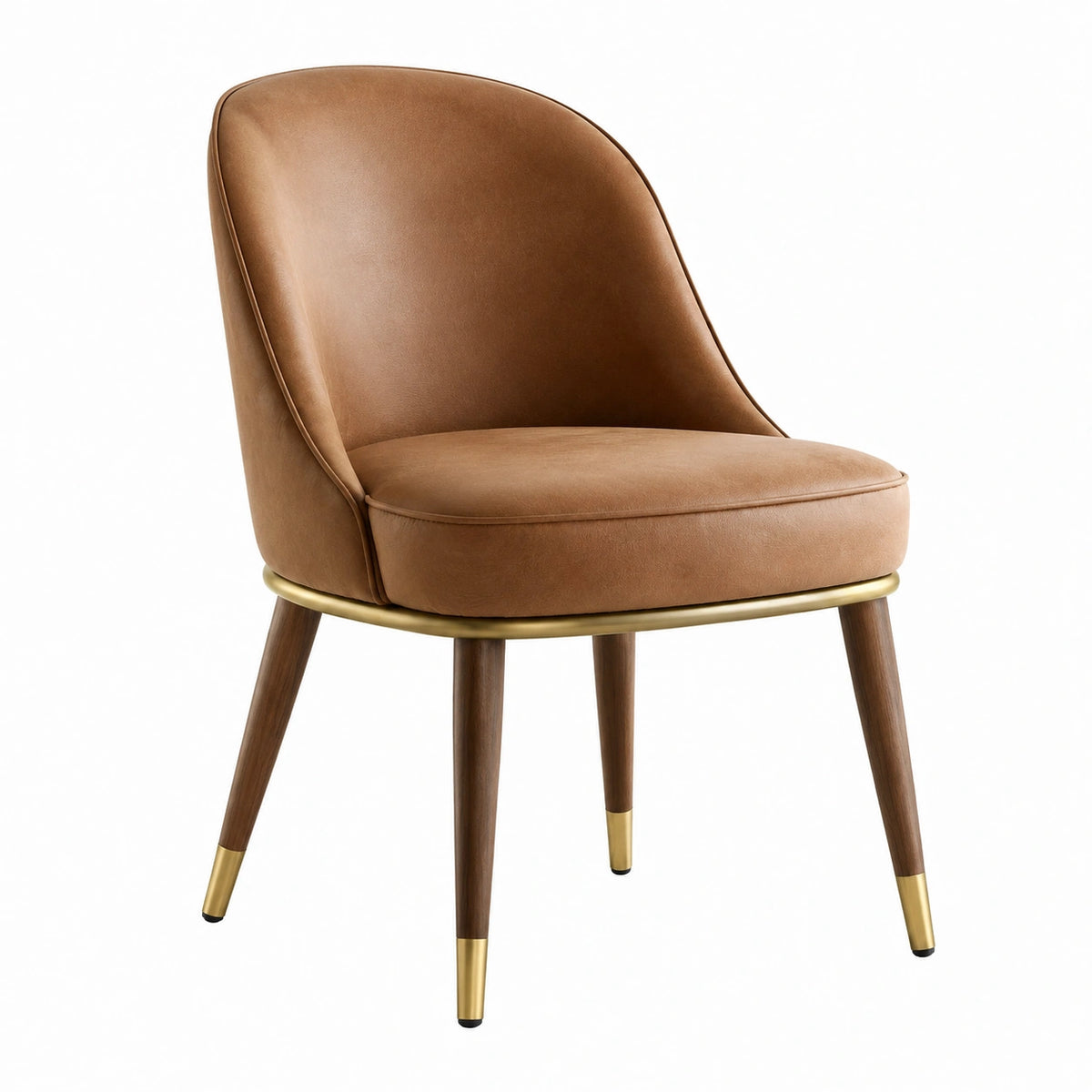 Chaise 58 x 62 x 82 cm en aspect cuir cognac style vintage avec pieds en bois