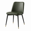 Chaise de salle à manger 48 x 56 x 86 cm en similicuir vert avec pieds métalliques noirs style contemporain