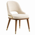 Chaise de salle à manger 58 x 61 x 83 cm en tissu bouclette écru et bois noyer style contemporain