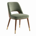 Chaise de salle à manger 55 x 60 x 85 cm en velours vert avec pieds en bois style contemporain