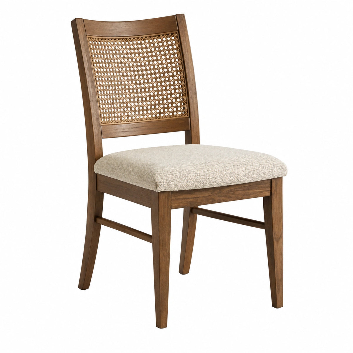 Chaise de salle à manger 50 x 58 x 90 cm bois brun assise tissu beige style rétro cannage
