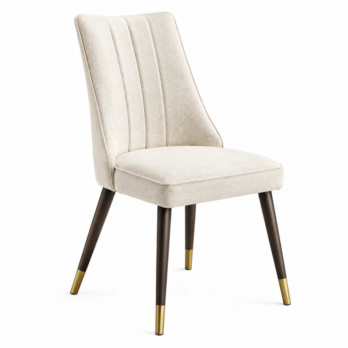 Chaise de salle à manger 50 x 60 x 88 cm tissu bouclette crème pieds en bois style contemporain
