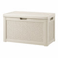 Coffre de rangement extérieur 120 x 52 x 60 cm en polypropylène beige avec couvercle