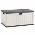 Coffre de rangement extérieur 120 x 56 x 63 cm en plastique gris clair et anthracite avec couvercle