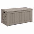 Coffre de rangement extérieur 120 x 60 x 63 cm en plastique gris taupe avec couvercle