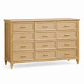 Commode 160 x 45 x 95 cm en bois naturel avec 12 tiroirs cannés style rétro