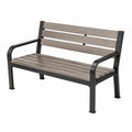Banc de jardin 122 x 64 x 86 cm en acier et composite gris avec accoudoirs style contemporain