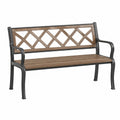 Banc de jardin 122 cm en métal noir et marron style treillis