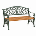 Banc de jardin 122 x 60 x 87 cm en métal et bois vert foncé style classique