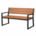 Banc de jardin 120 x 65 x 85 cm en bois brun et acier noir à lattes avec accoudoirs